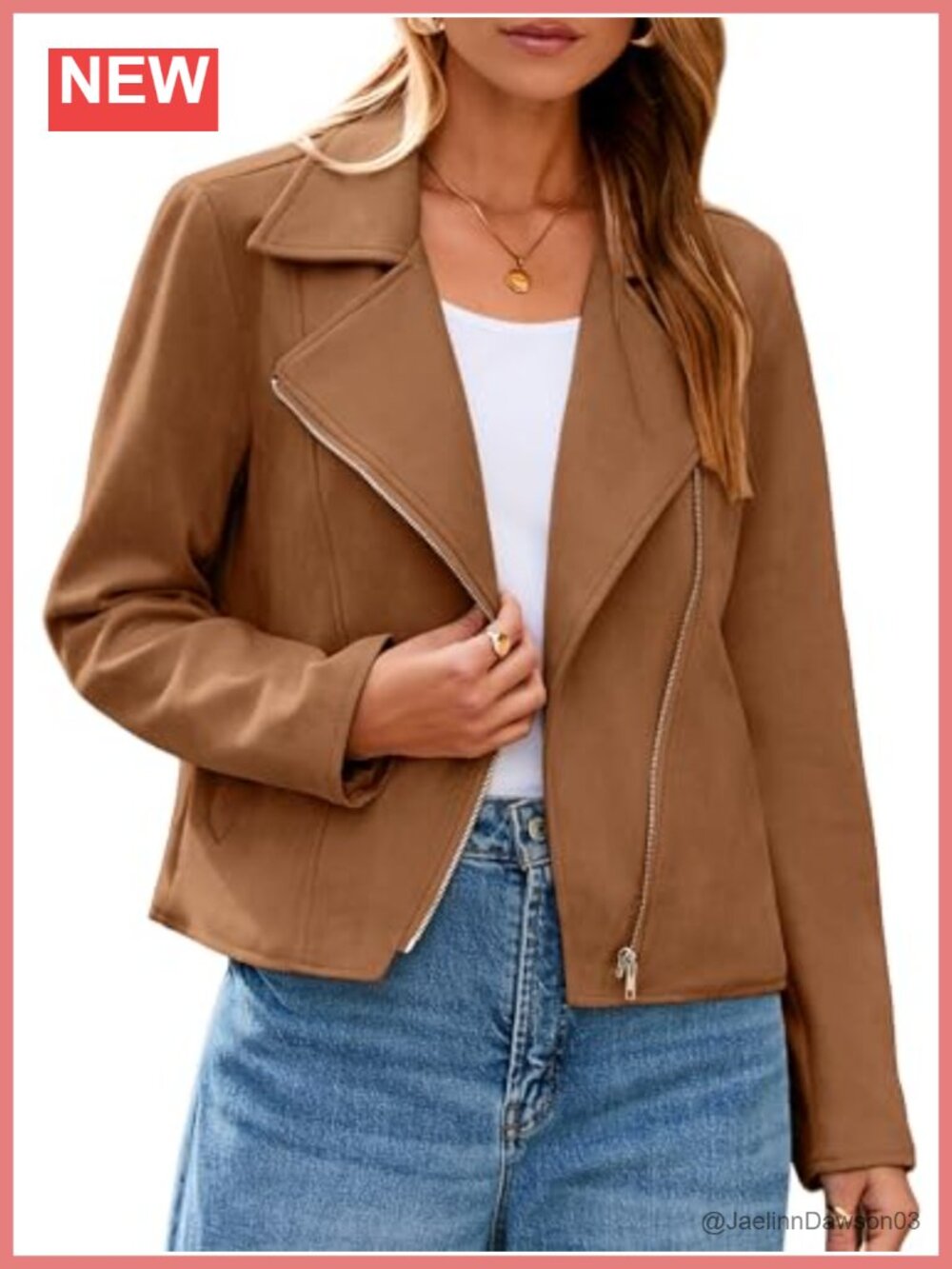 Faux Suede Cropped Moto Jacket Long Sleeve Zipper Biker Fall Winter